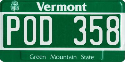 VT license plate POD358