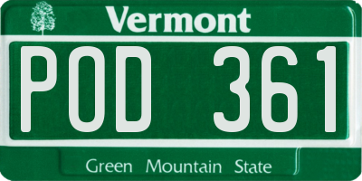 VT license plate POD361
