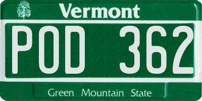 VT license plate POD362