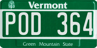 VT license plate POD364