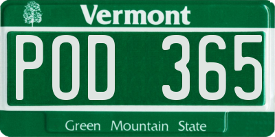VT license plate POD365