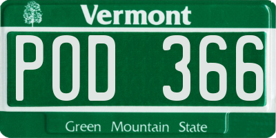 VT license plate POD366
