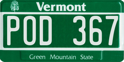 VT license plate POD367