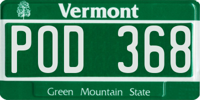 VT license plate POD368