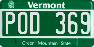 VT license plate POD369