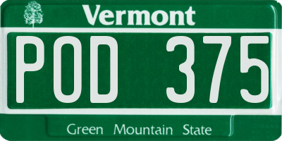 VT license plate POD375