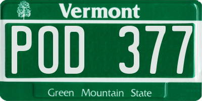 VT license plate POD377