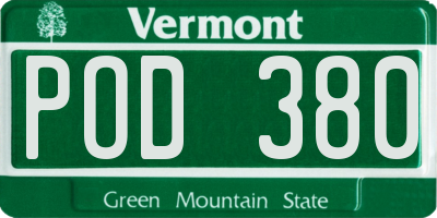 VT license plate POD380