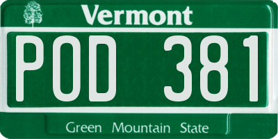 VT license plate POD381