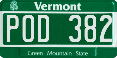 VT license plate POD382