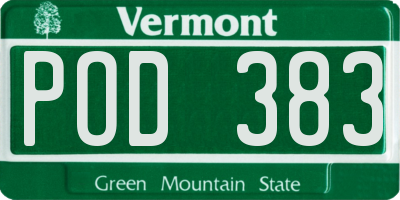 VT license plate POD383