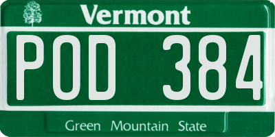 VT license plate POD384
