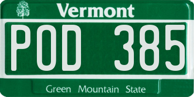 VT license plate POD385
