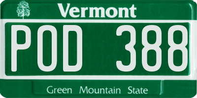 VT license plate POD388