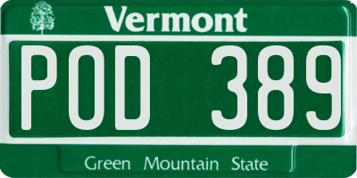 VT license plate POD389