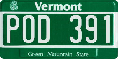 VT license plate POD391
