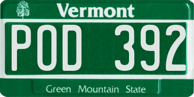 VT license plate POD392