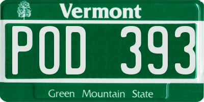 VT license plate POD393