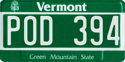 VT license plate POD394