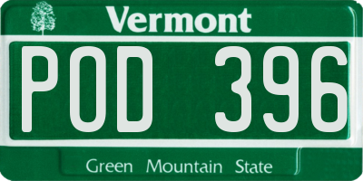 VT license plate POD396