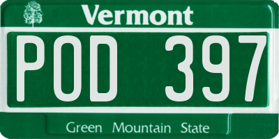 VT license plate POD397