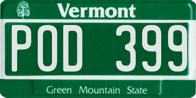 VT license plate POD399