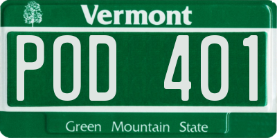 VT license plate POD401