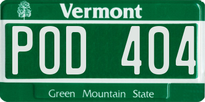 VT license plate POD404