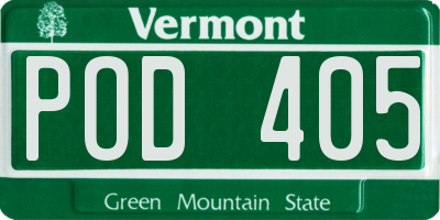 VT license plate POD405