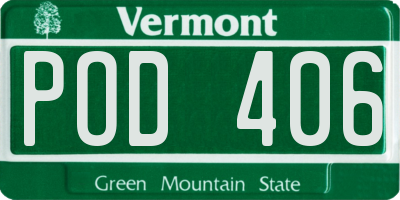 VT license plate POD406