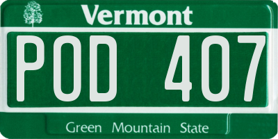 VT license plate POD407