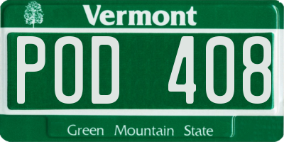 VT license plate POD408