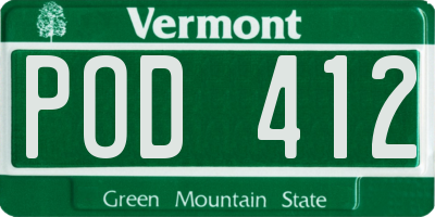 VT license plate POD412