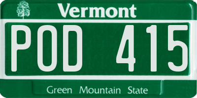 VT license plate POD415