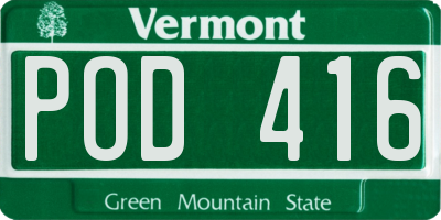 VT license plate POD416