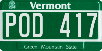 VT license plate POD417