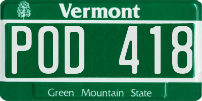 VT license plate POD418