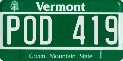 VT license plate POD419