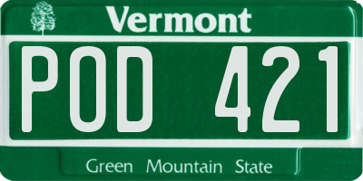 VT license plate POD421