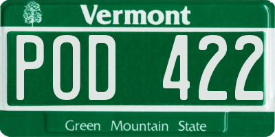 VT license plate POD422