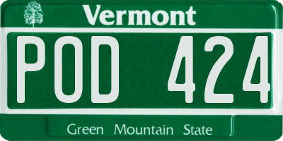 VT license plate POD424
