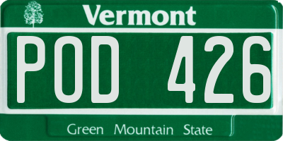 VT license plate POD426