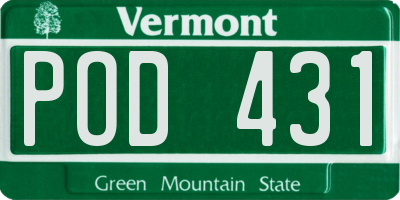 VT license plate POD431