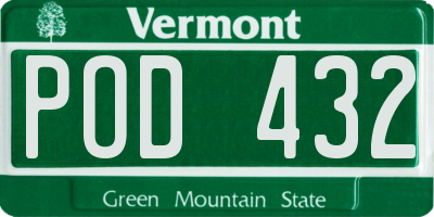 VT license plate POD432