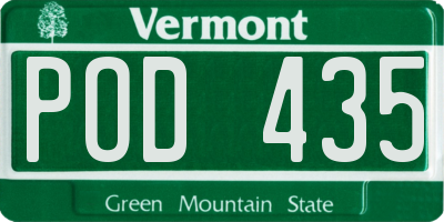 VT license plate POD435