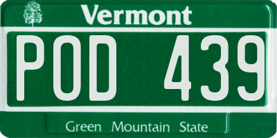 VT license plate POD439