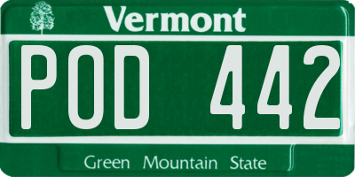 VT license plate POD442