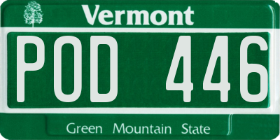VT license plate POD446