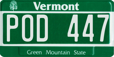 VT license plate POD447