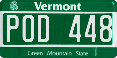 VT license plate POD448